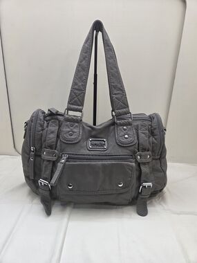 Scarleton Los Angeles Gray Large Tote Bag Dual Zip Multi Compartment Work Purse